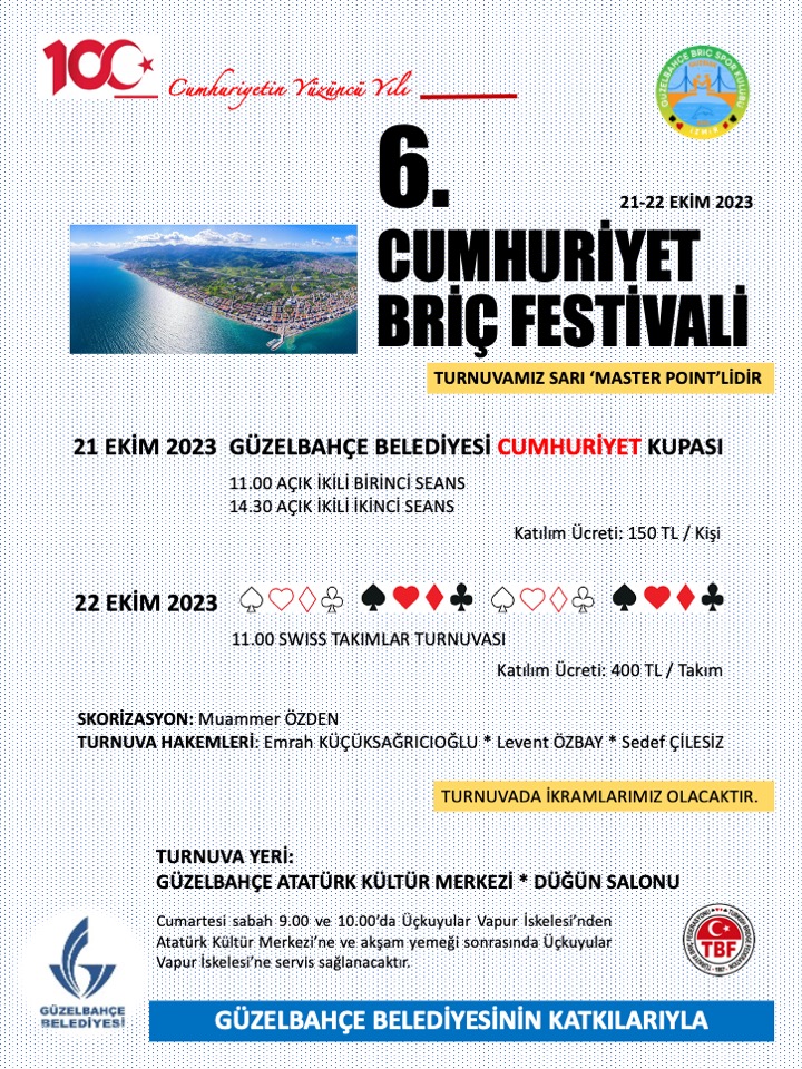 6. Güzelbahçe Cumhuriyet Briç Festivali